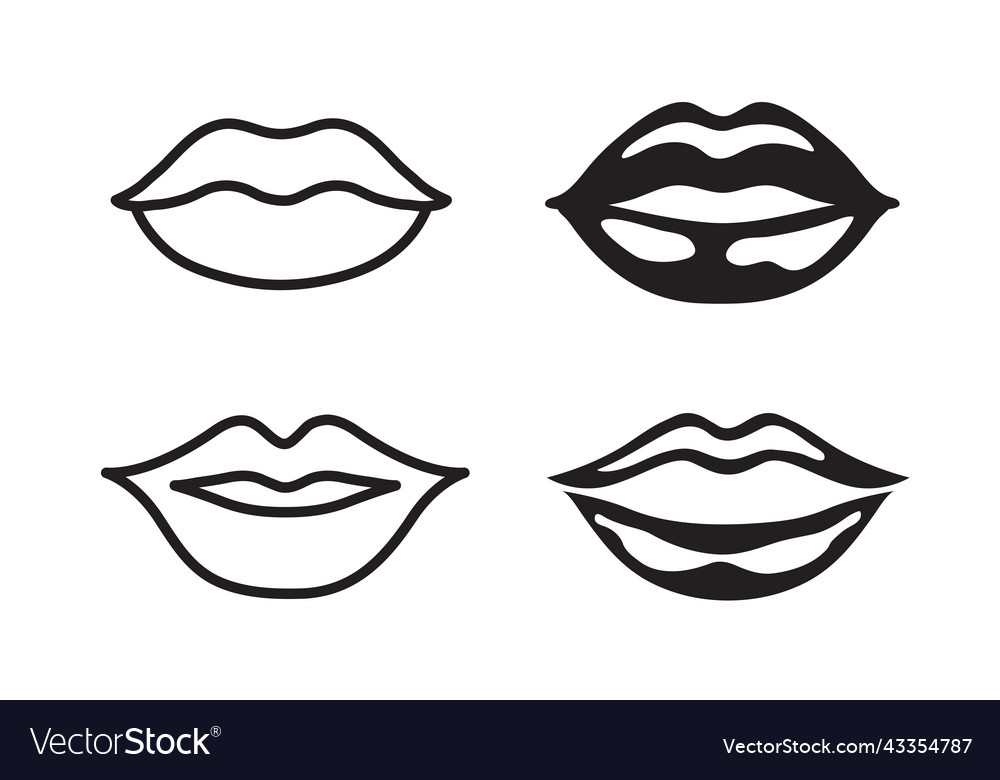 Lips icon set Royalty Free Vector Image - VectorStock