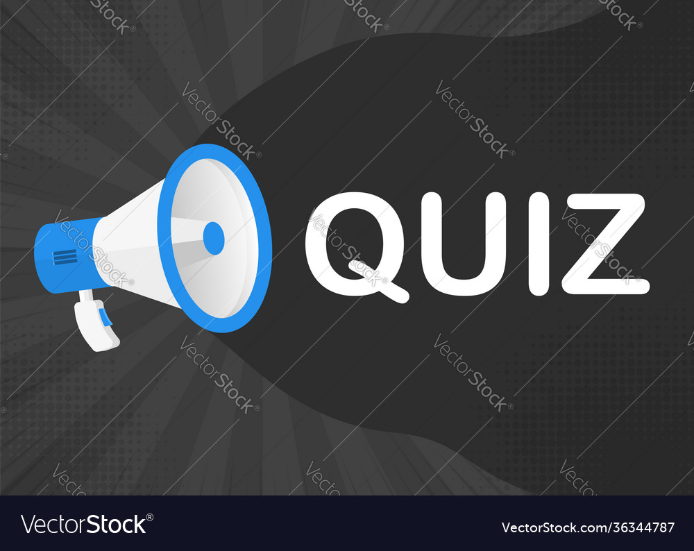 Megaphone Quiz With Blue Objects On Gray Pop Vector Image