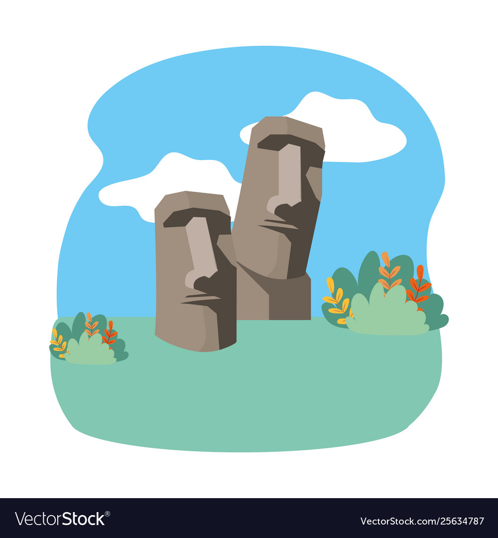 Vector Illustration of Moai Statues on Easter Island 27175751 Vector Art at  Vecteezy