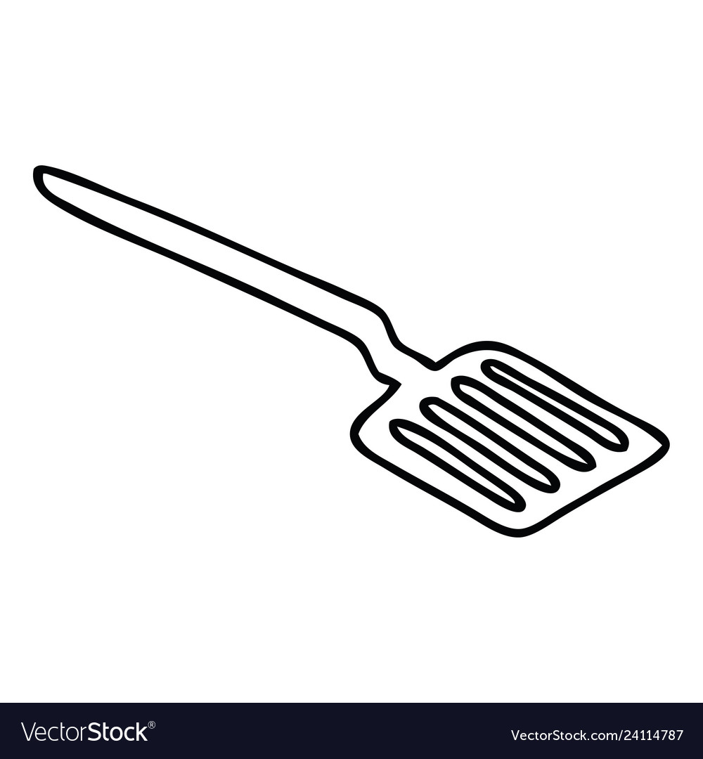 Quirky line drawing cartoon spatula Royalty Free Vector