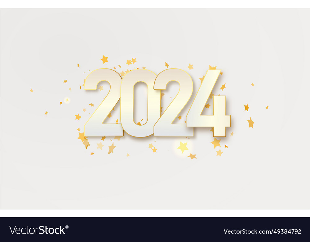 2024 new year gold metal number happy Royalty Free Vector