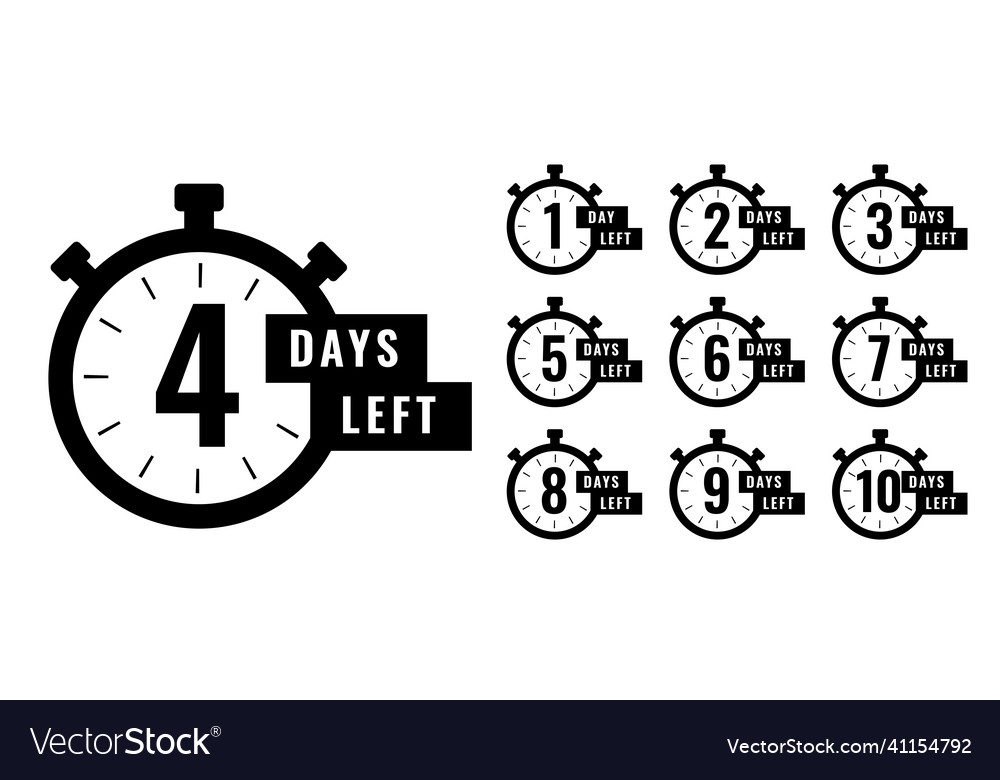 Clock with countdown time for number of days left