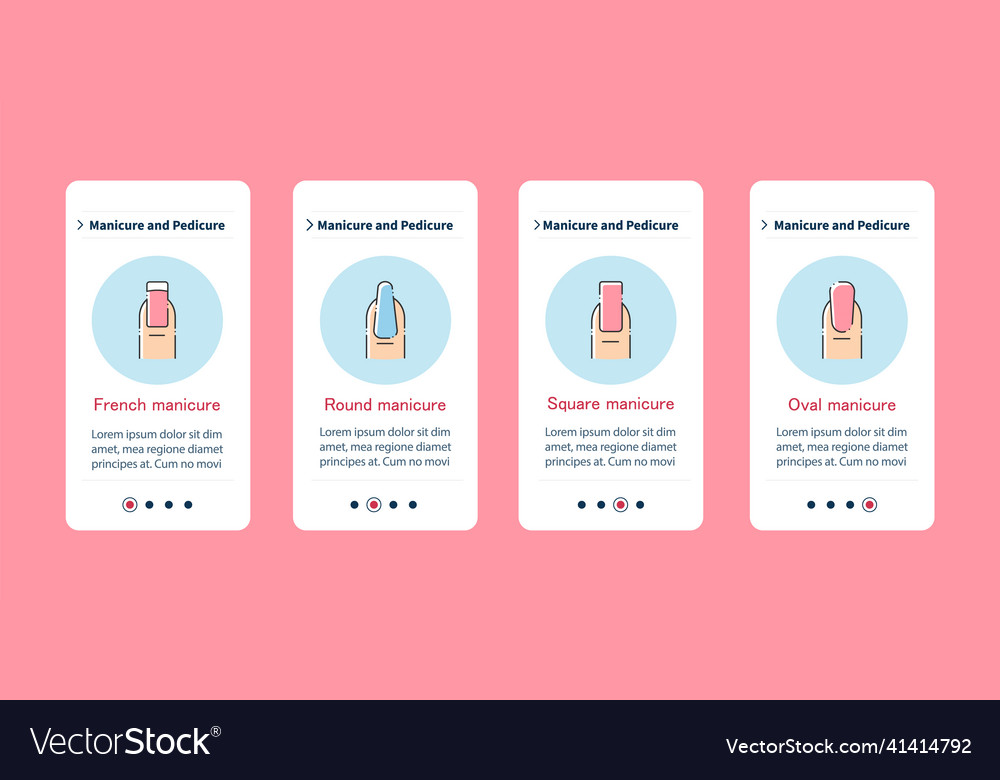 Cosmetology onboarding mobile app screens