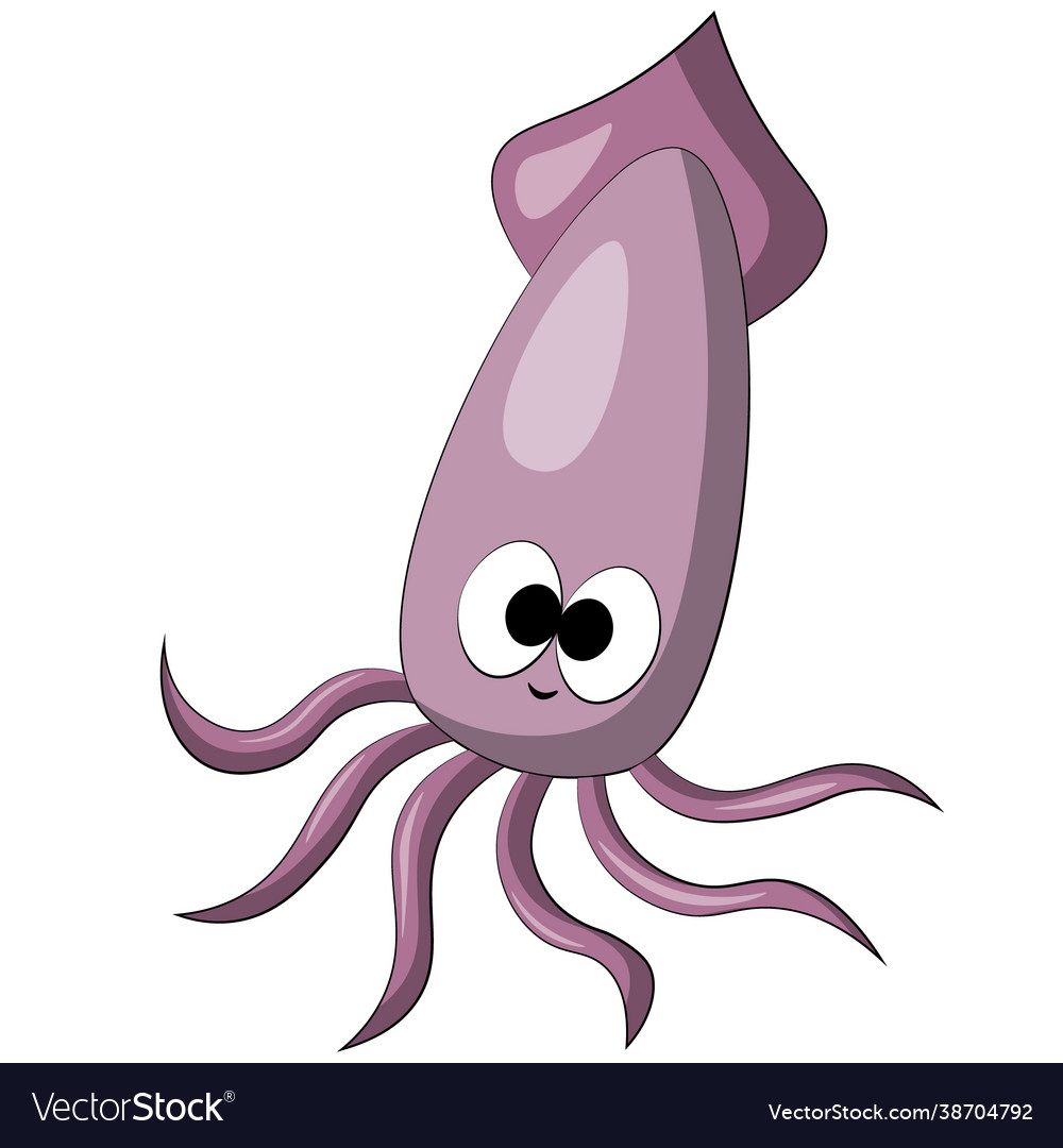 Cute cartoon squid draw in color