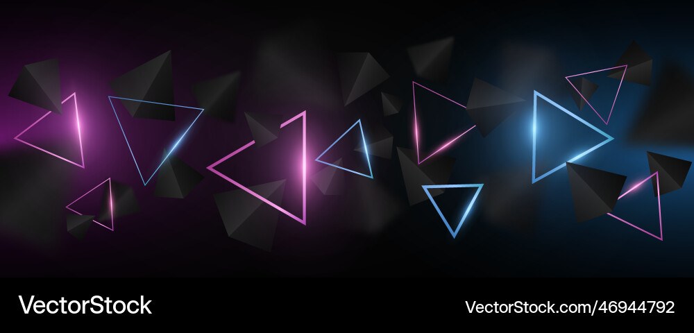 Geometric design of flying glowing triangles Vector Image