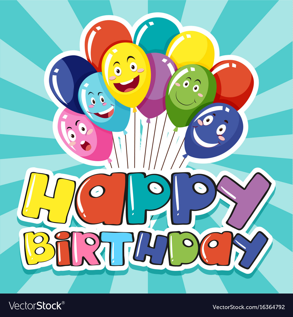 Download Happy birthday card template with colorful Vector Image