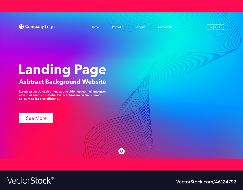 Landing page abstract wave background website vector image Landing page abstract wave background website