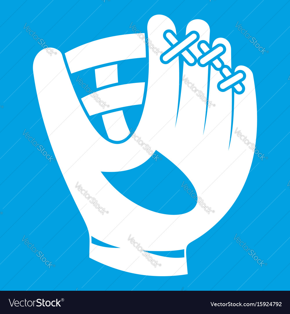 Leather baseball glove icon white Royalty Free Vector Image