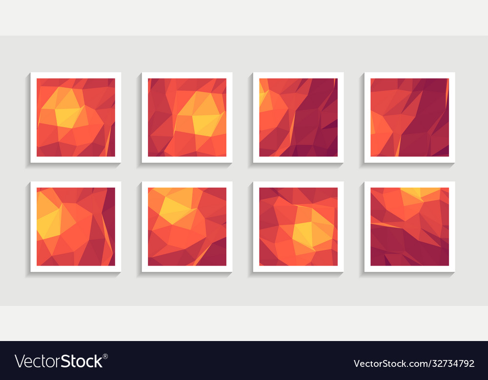 Modern mosaic low poly artwork poster set