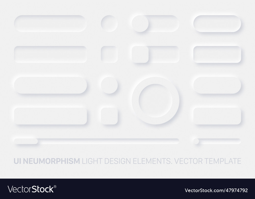 Neumorphic app light ui design elements set