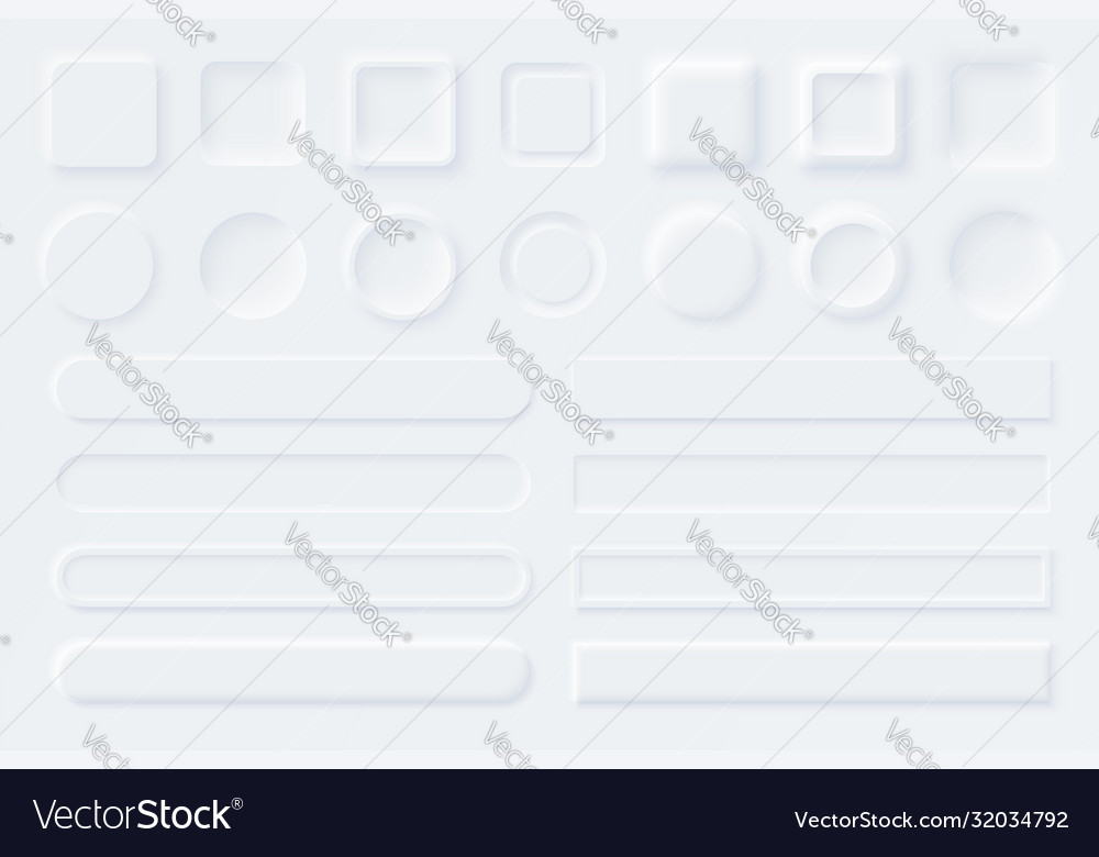Neumorphic ui ux white user interface elements Vector Image