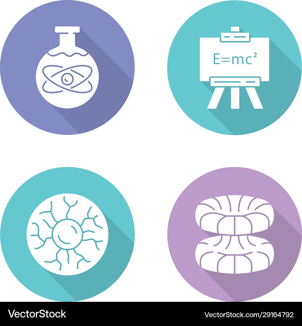 Physics branches flat design long shadow glyph Vector Image