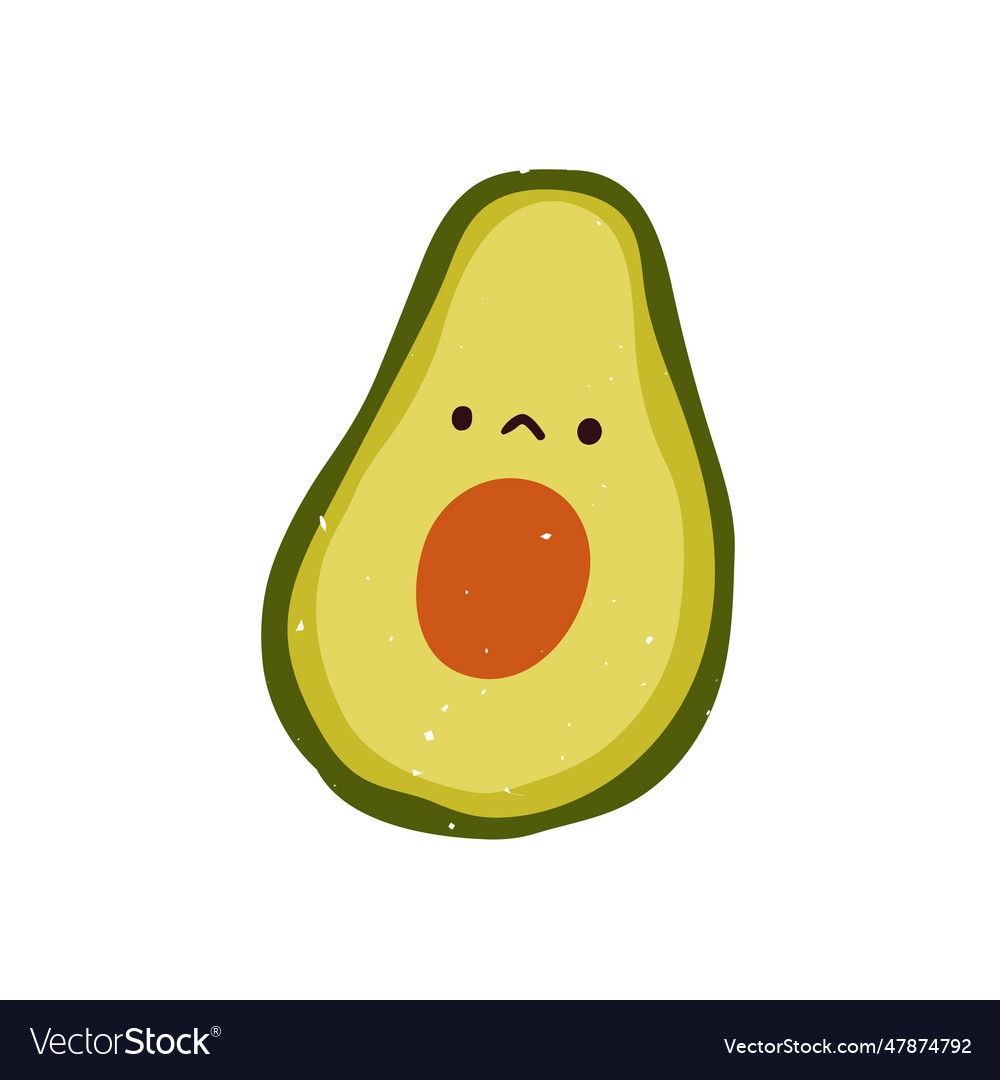 Sad Avocado Disappointed Frustrated Face Vector Image