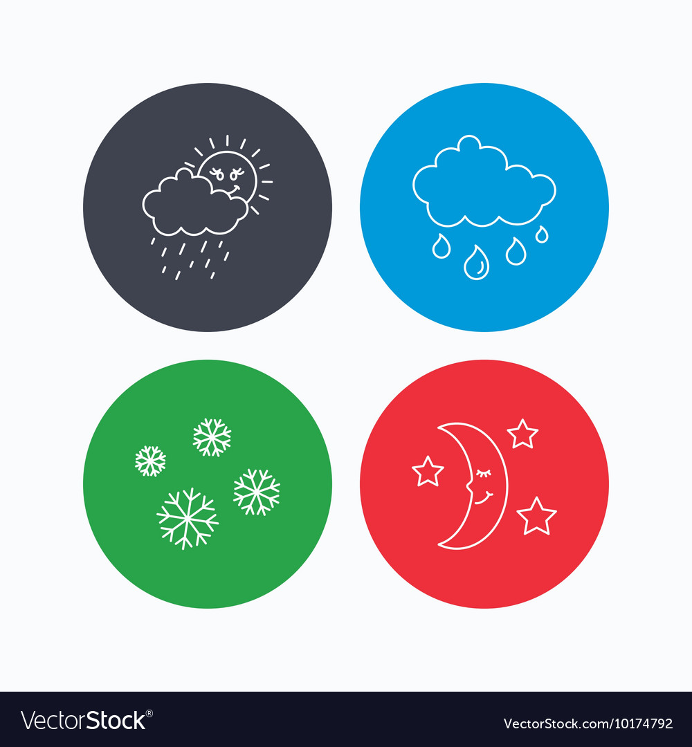 Wetter Schneeflocken und Regen Ikonen Mondnacht