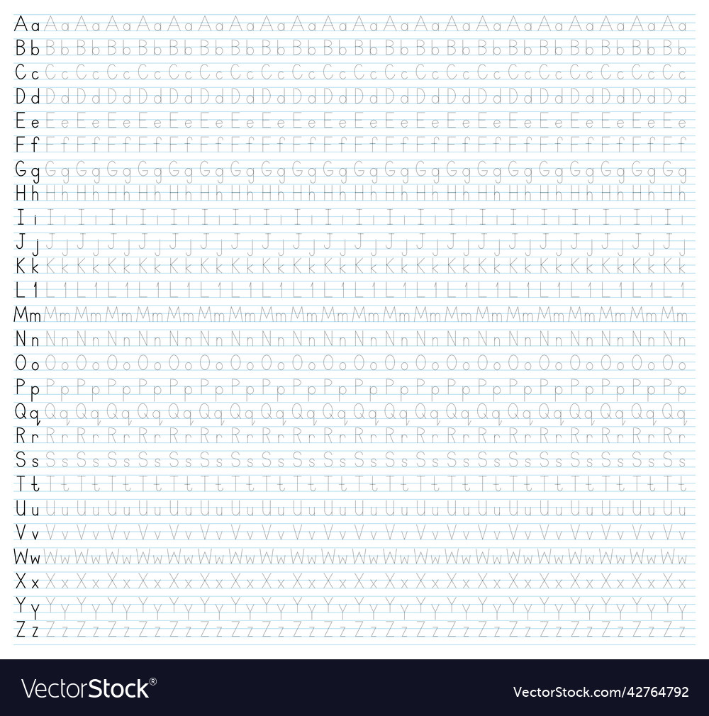 Worksheet for learning writing english alphabet