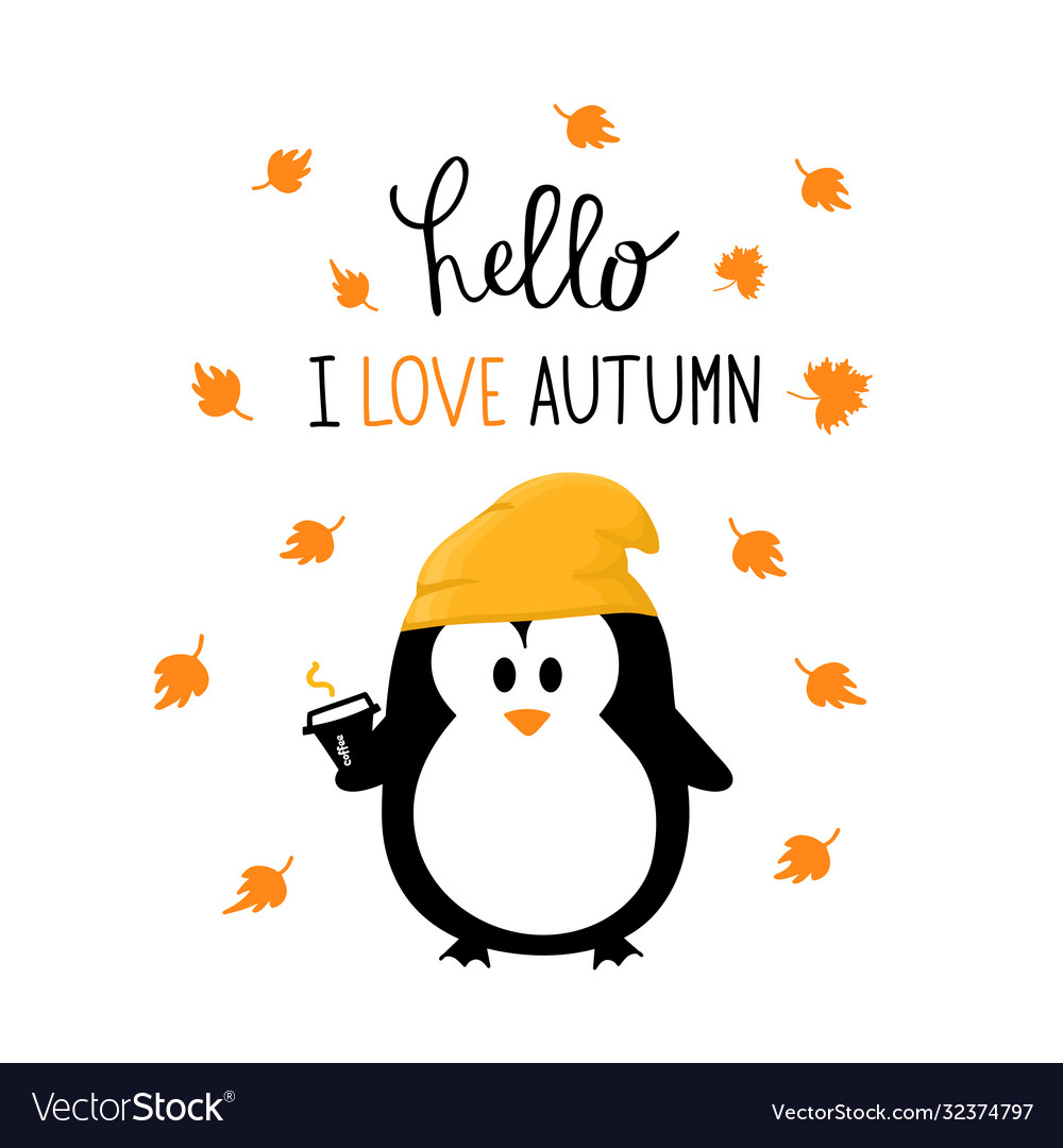 Autumn with cute penguin print