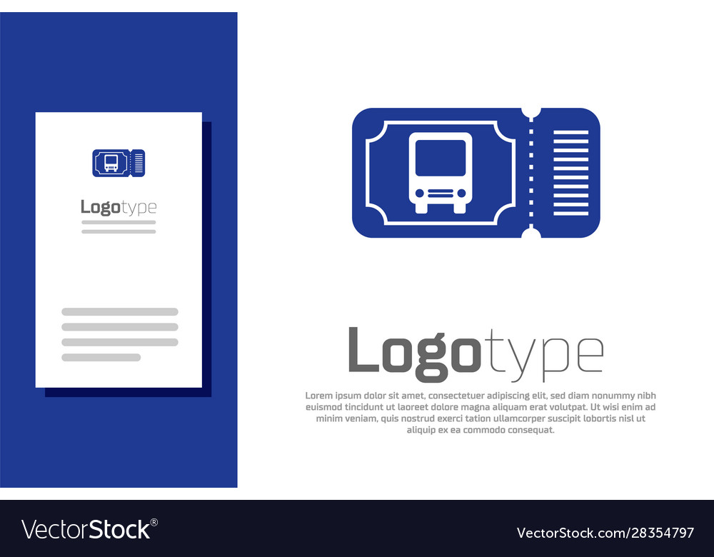 Blue bus ticket icon isolated on white background