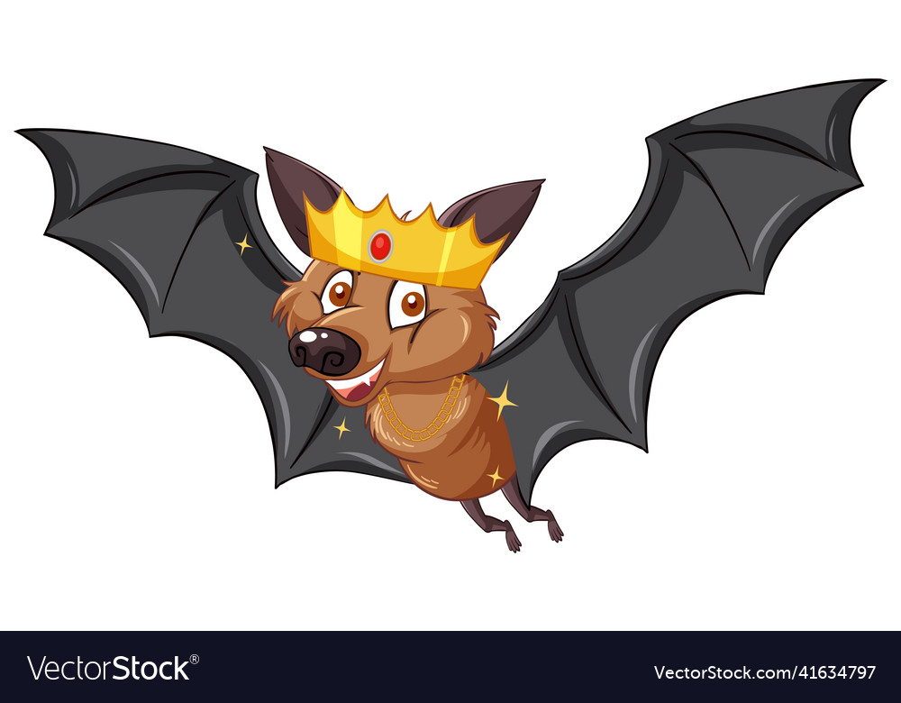 Cartoon bat wearing crown on white background Vector Image Cartoon bat wearing crown on white background Vector Image