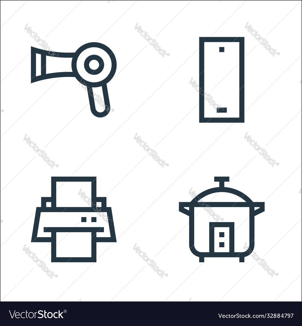 Electronics line icons linear set quality vector image Electronics line icons linear set quality