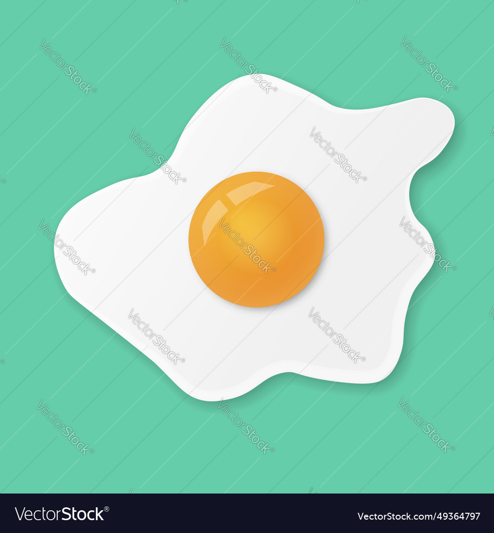 Fried egg or scrambled eggs isolated on green Vector Image
