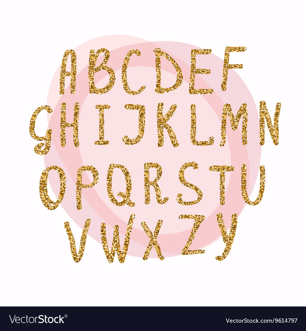 Hand drawn golden glitter letters Font for for Vector Image