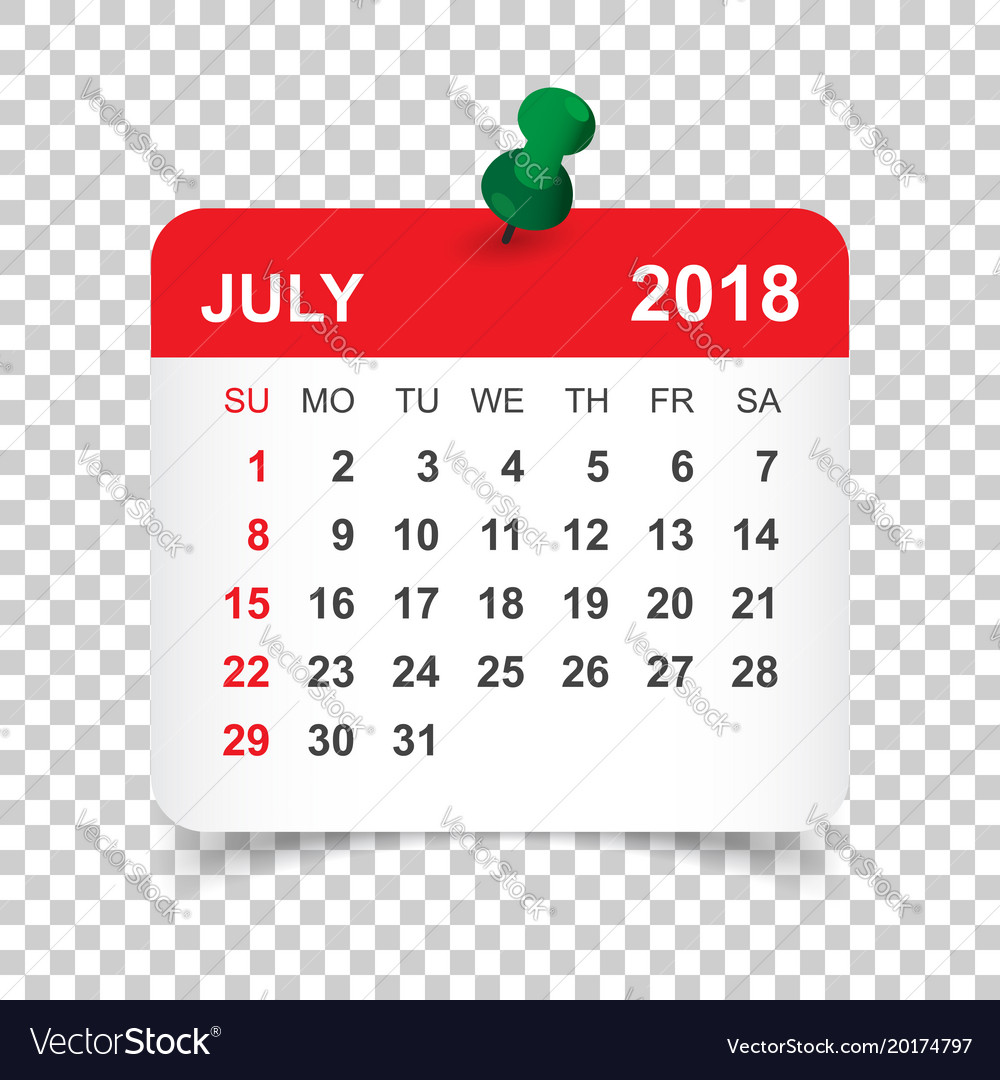 July 2018 calendar calendar sticker design Vector Image