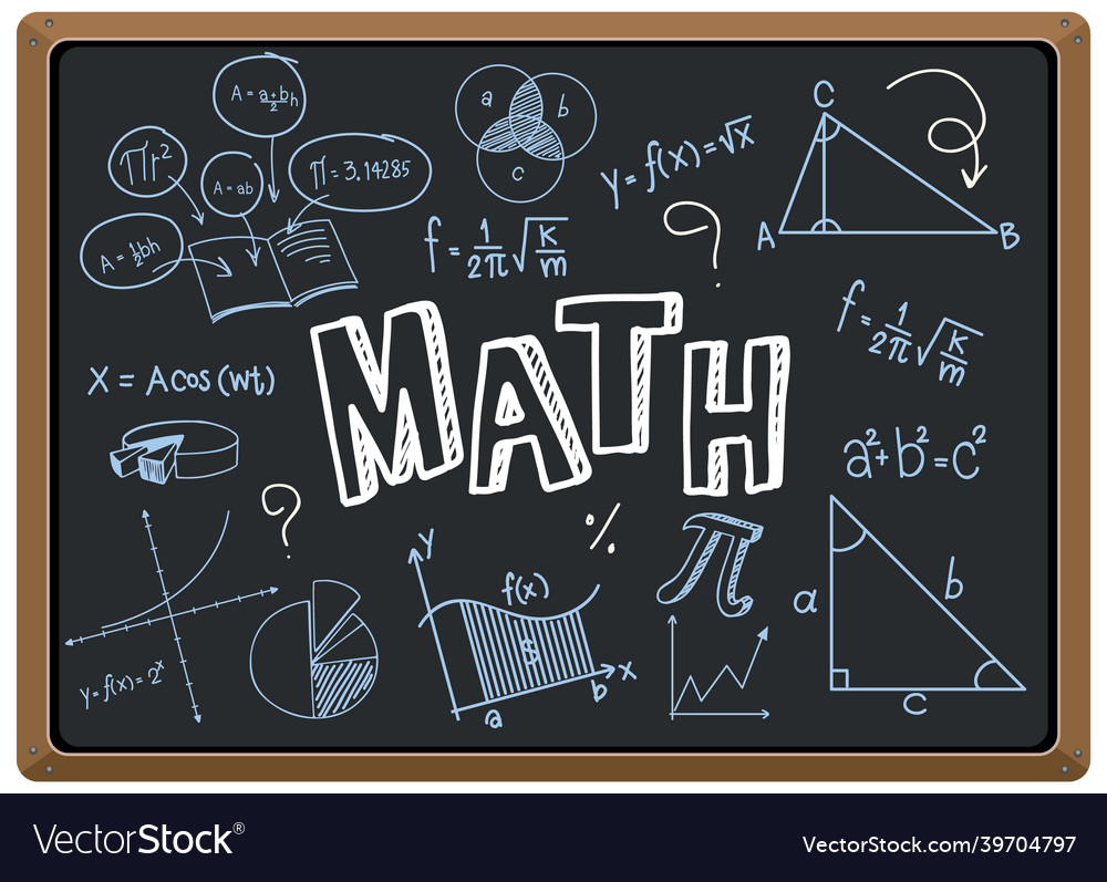 Math formula on blackboard isolated