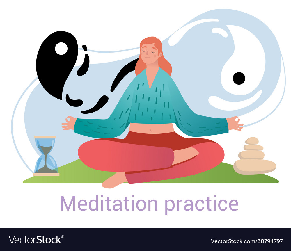 Meditation practice concept with serene young Vector Image