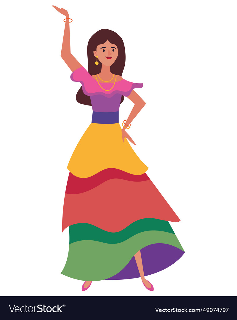 Mexican woman in traditional dress Royalty Free Vector Image