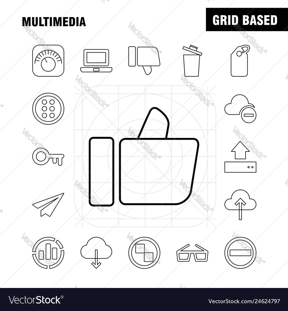 Multimedia line icon for web print and mobile vector image Multimedia line icon for web print and mobile