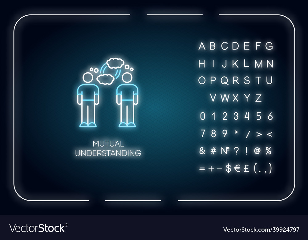 Mutual understanding neon light icon outer