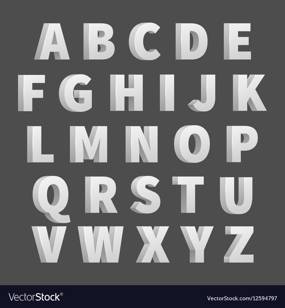 Volume 10d alphabet letters Royalty Free Vector Image