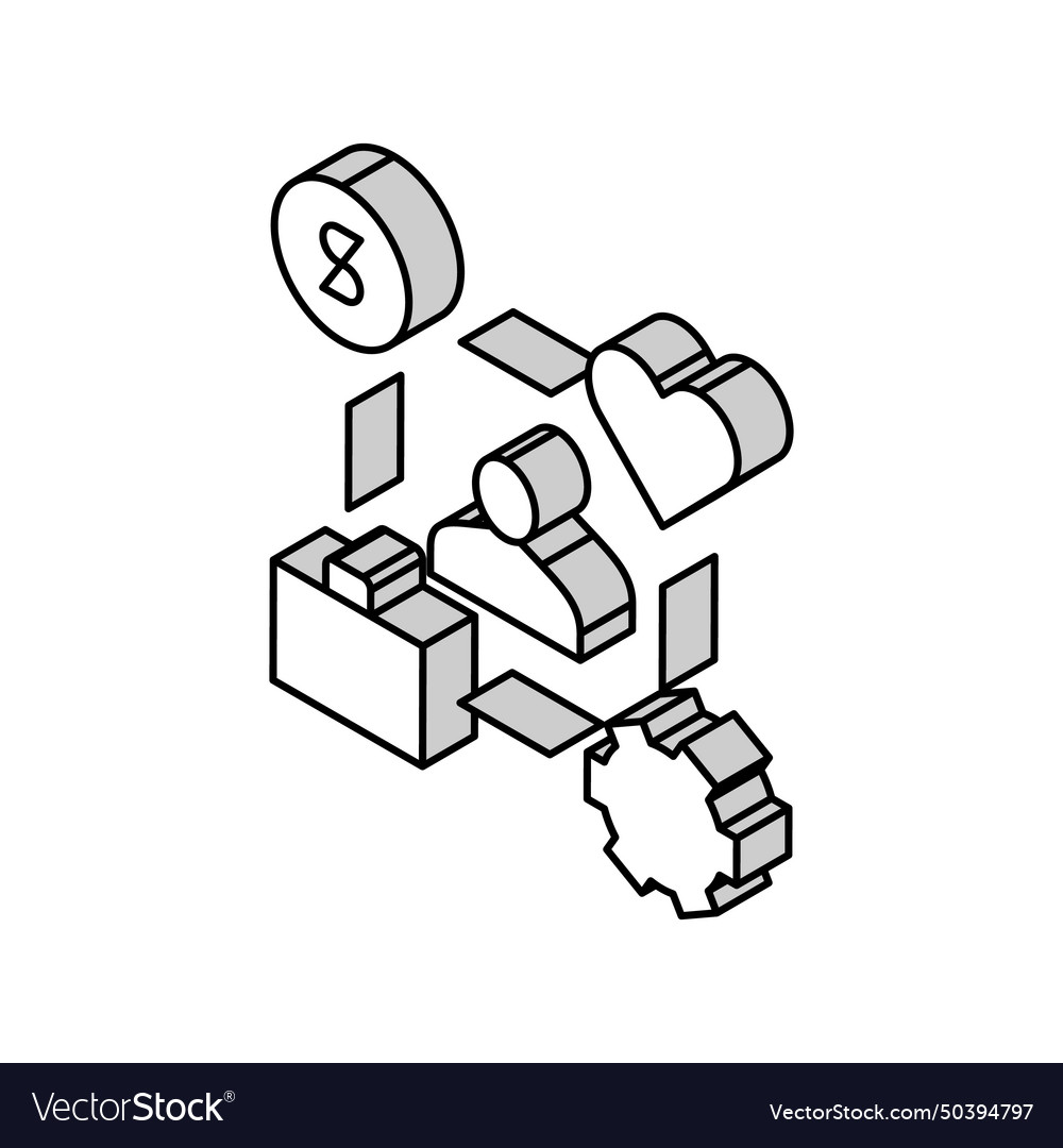 Working process love and pay for work isometric