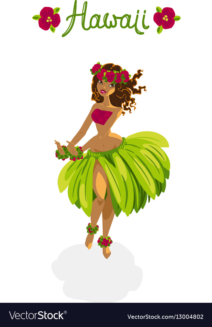 Beautiful girl - hula dancer Royalty Free Vector Image