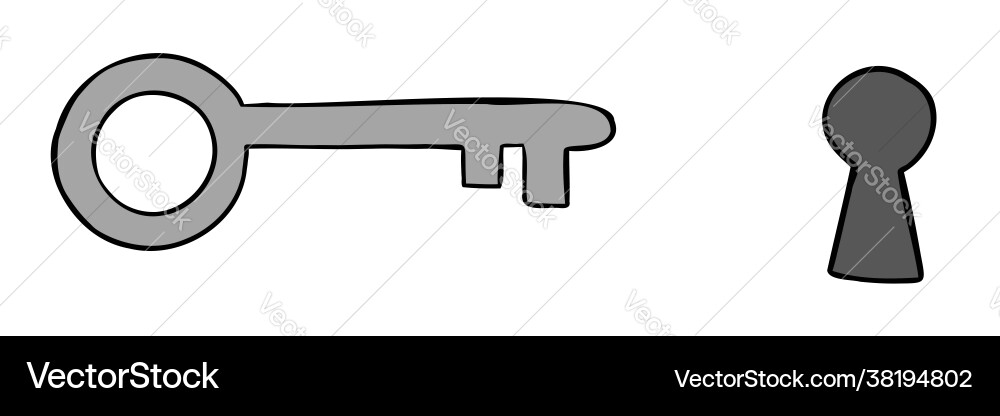 Cartoon key and keyhole Royalty Free Vector Image