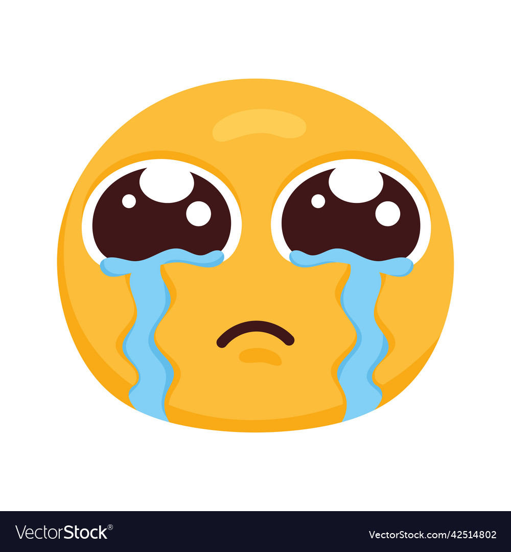 Crying emoji face character Royalty Free Vector Image