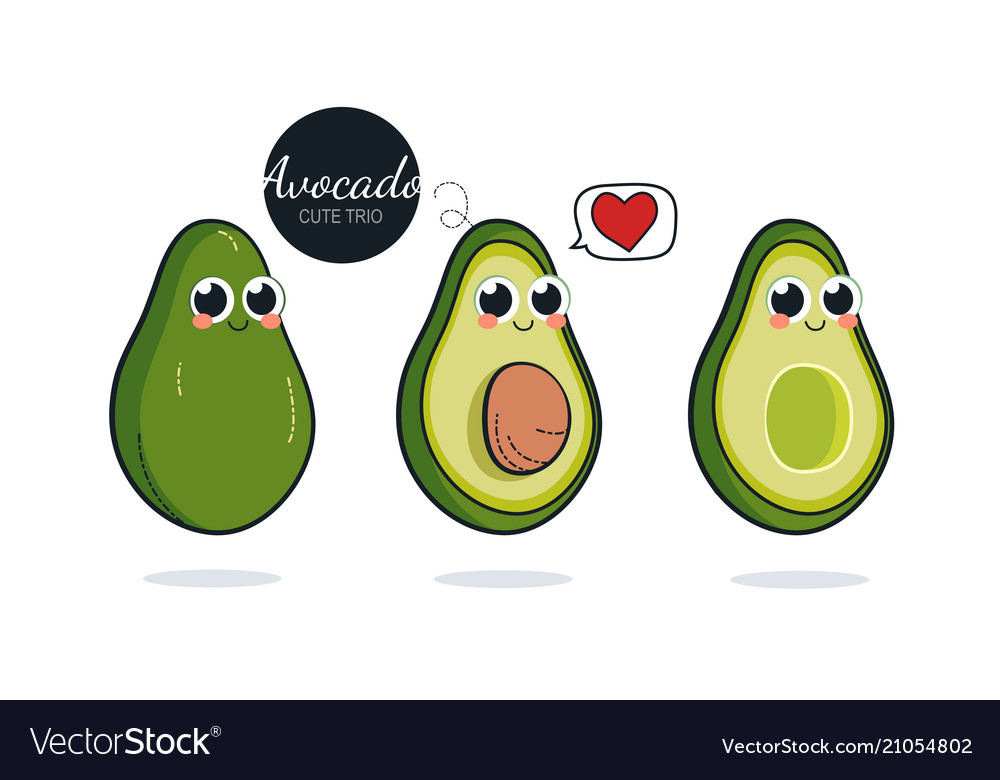 Cute avocado characters set