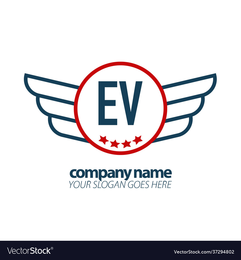Initial letter ev wing logo design template
