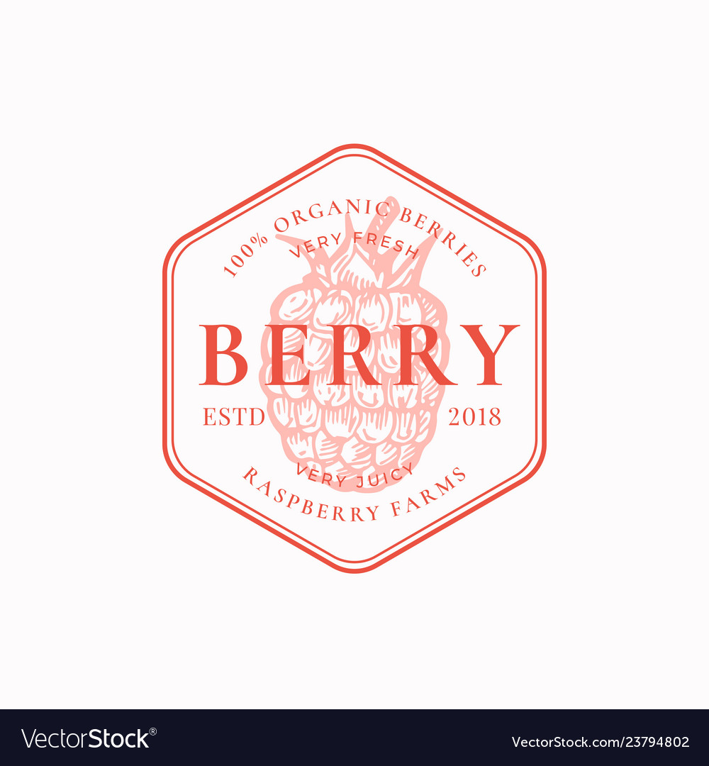 Raspberry farm badge or logo template hand drawn Vector Image