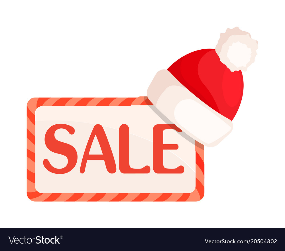 Sale sign in rectangular frame with santa hat