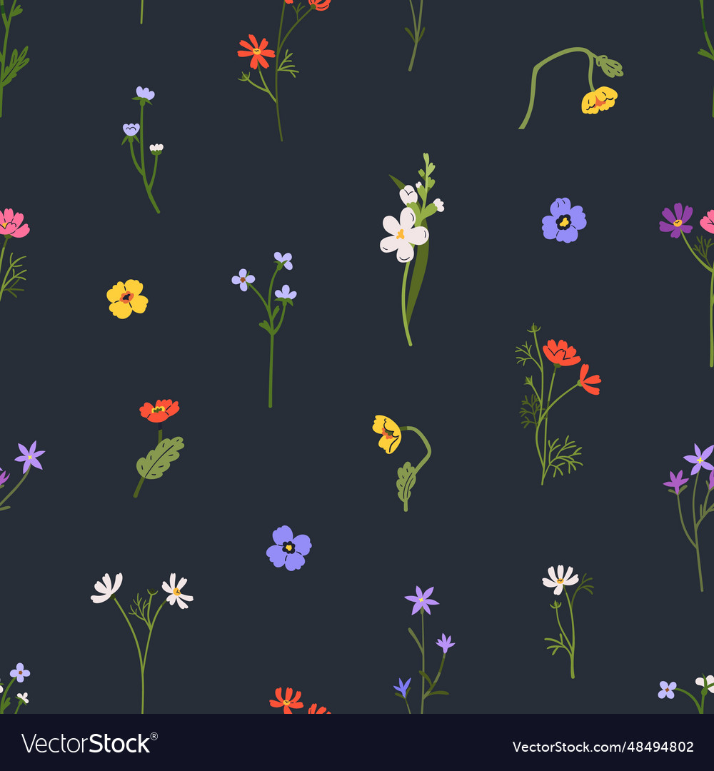 Seamless floral pattern spring flowers repeating Vector Image