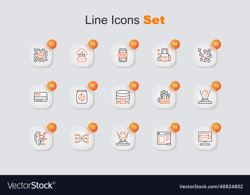 Set line cloud database browser window hologram vector image Set line cloud database browser window hologram