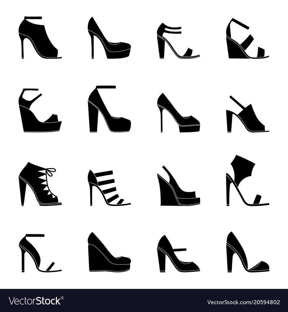 Set of icons woman shoes Royalty Free Vector Image