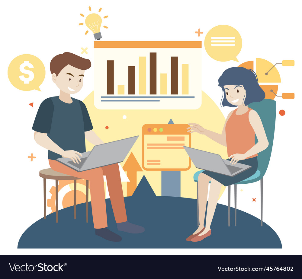 Working characters flat design for web banner vector image Working characters flat design for web banner