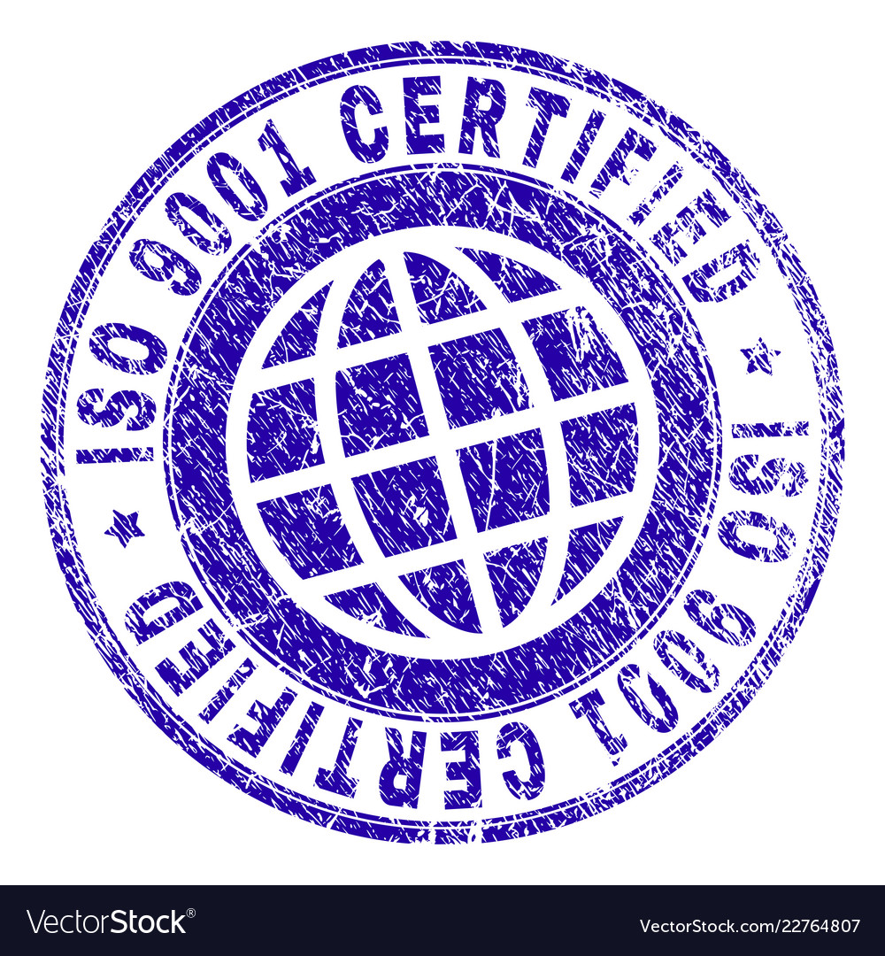 Grunge textured iso 9001 certified stamp seal