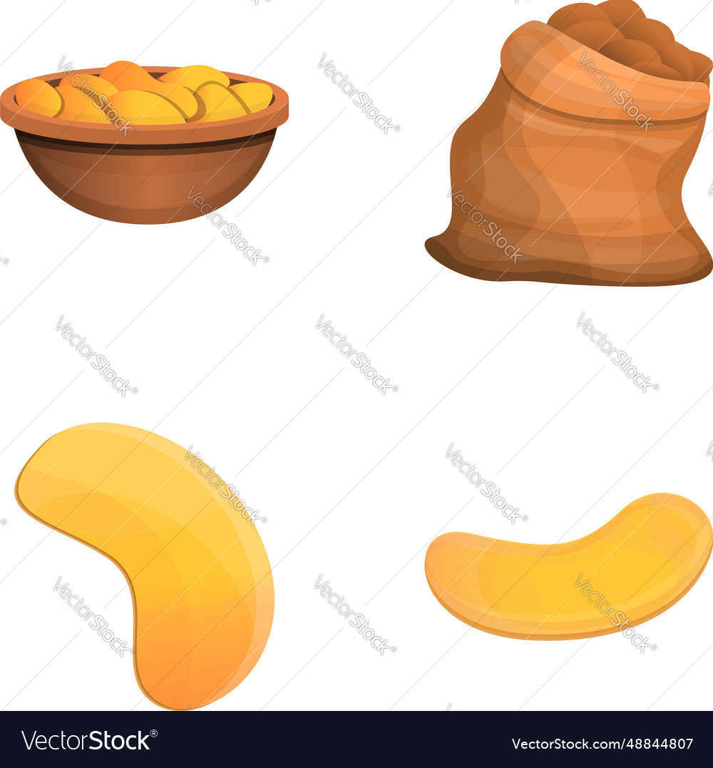 Potato chips icons set cartoon fresh Royalty Free Vector