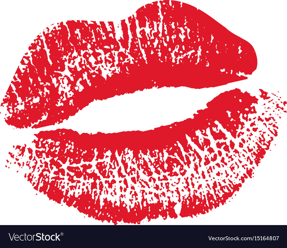 Print of red lips on a white