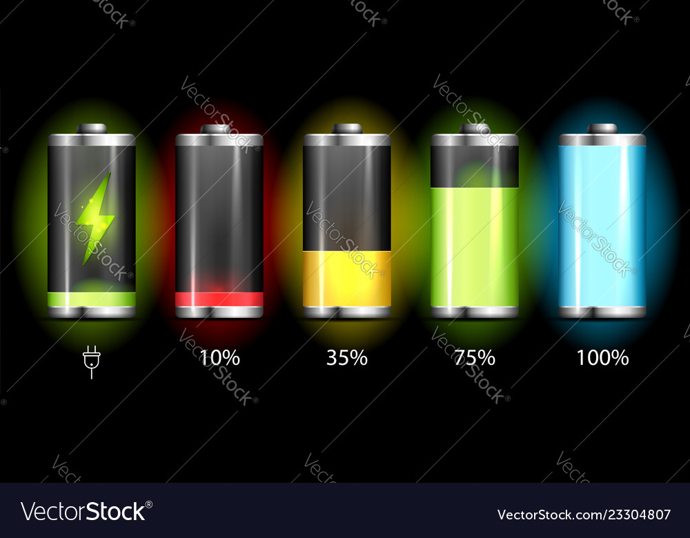 Realistic discharged and fully charged battery