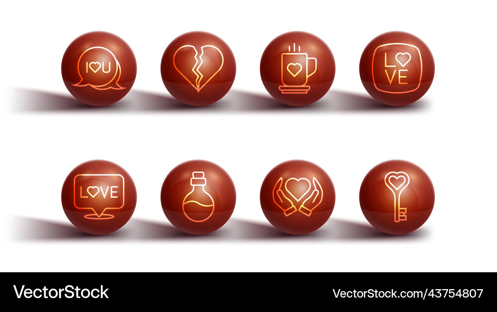 Set line speech bubble text i love you love Vector Image