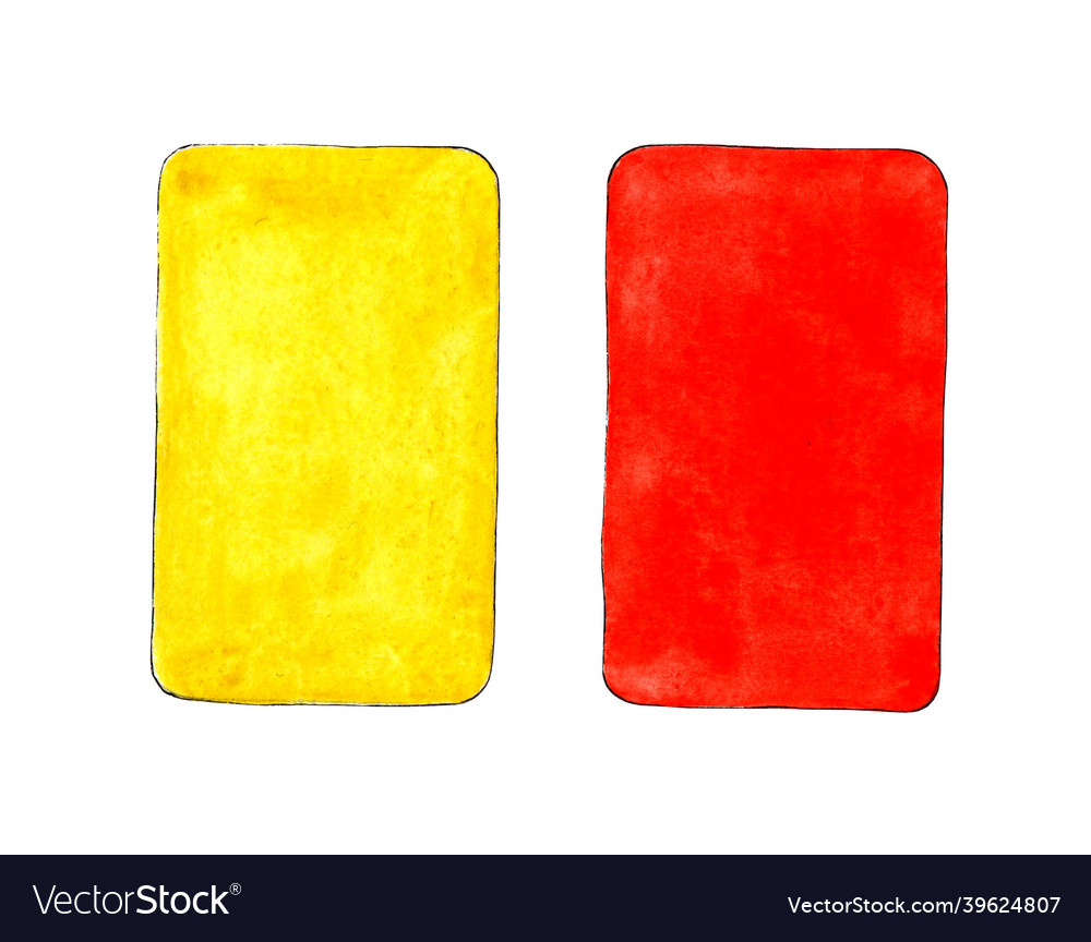 Watercolor of red and yellow card for sports Vector Image